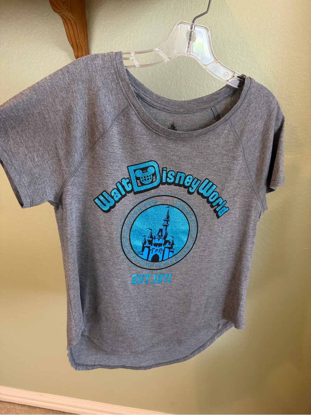 Disney Parks Walt Disney World EST. 1971 Gray Graphic Tee Size M Glitter Logo